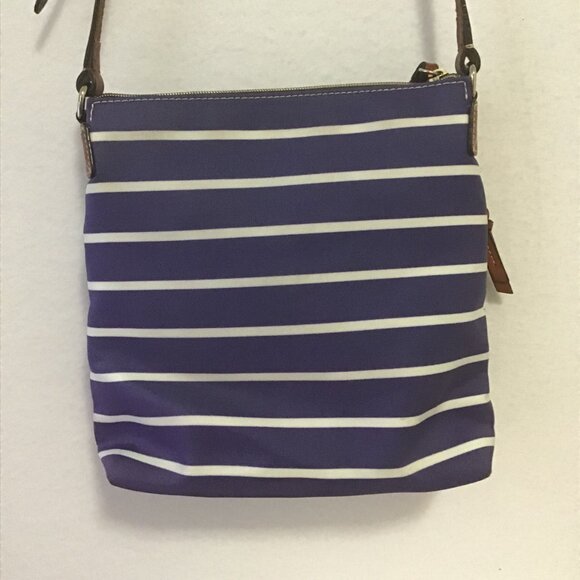 Dooney & Bourke Blue and White Striped Nylon Crossbody Bag - Picture 5 of 13